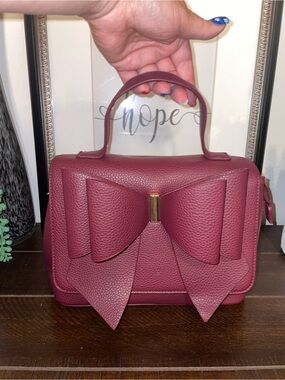 Grossi New York Poppy Grace Bowtie Top-Handle Satchel / Crossbody in Burgundy